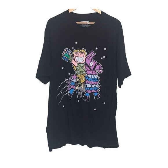 Fortnite Black Loot Llama Graphic Pullover Short Sleeve Shirt Big & Tall 2XLT - Picture 1 of 6